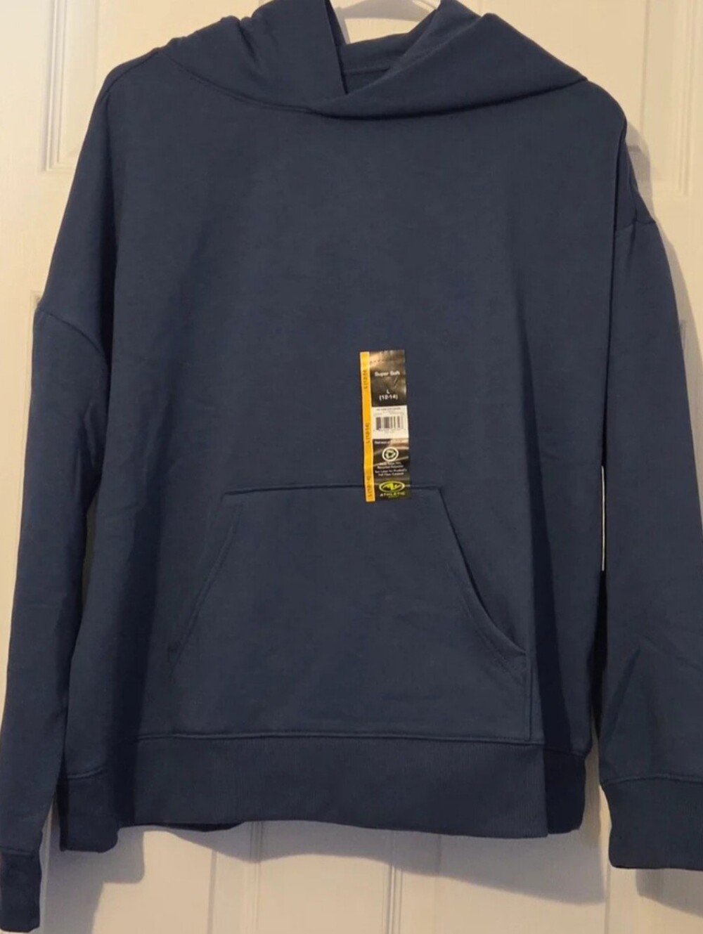 Athletic Works Women L, 12-14 Super Soft Hoodie Sweatshirt Blue Indigo Pocket
